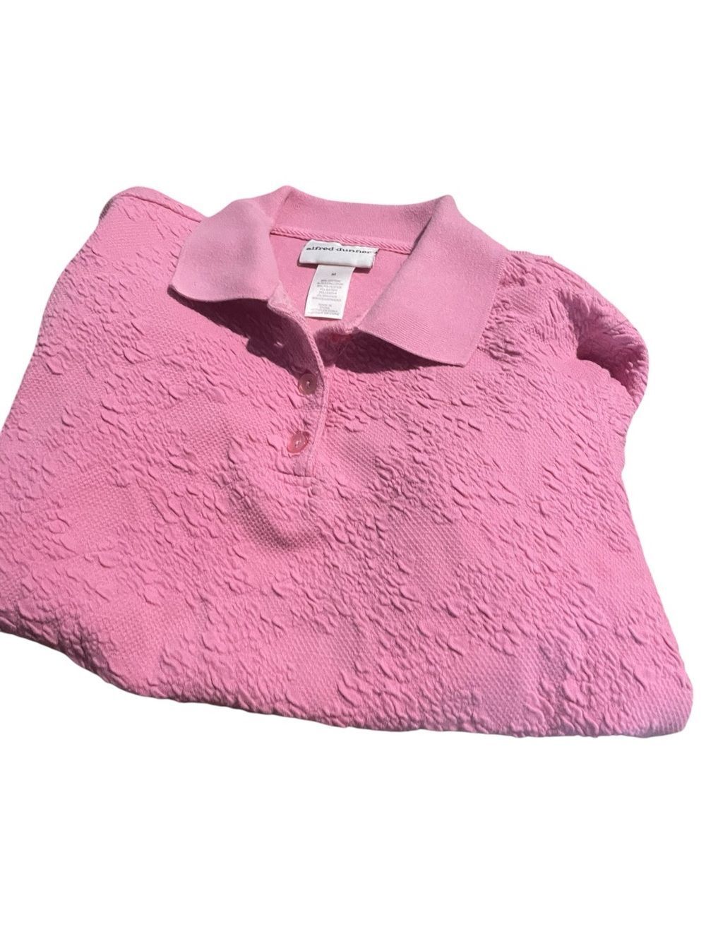 Alfred Dunner Pink Textured top collared size medium
